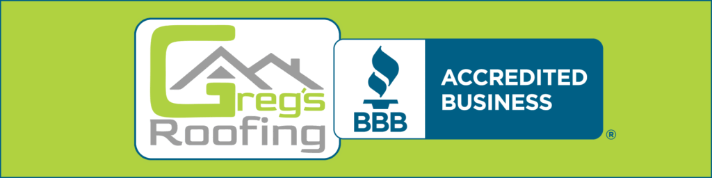 Greg's Roofing & Contracting company logo alongside the Better Business Bureau (BBB) Accredited Business seal, symbolizing their adherence to BBB's standards of trust and excellence in the Bloomington market.