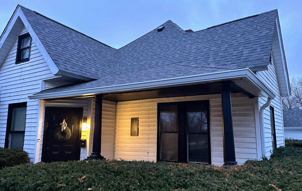 Home in Owen County, Indiana, showcasing intact shingle roofing before hail damage inspection.